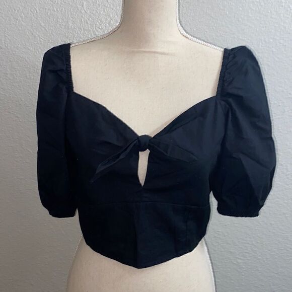Vero moda tie front puff sleeve crop top NWOT - Picture 1 of 2